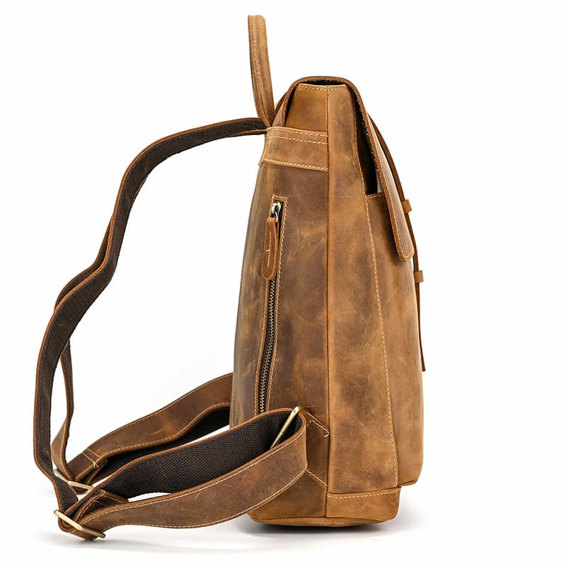 Retro Rucksack aus Leder Herren Vintage mit Laptopfach