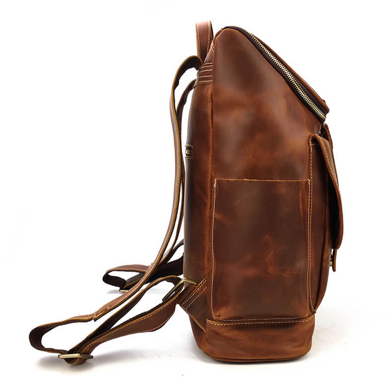 Retro hochwertig Lederrucksack Herren Leder Rucksack Reißverschluss Laptopfach