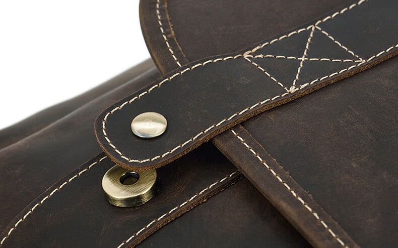 Retro hochwertig Lederrucksack Herren Leder Rucksack Reißverschluss Laptopfach