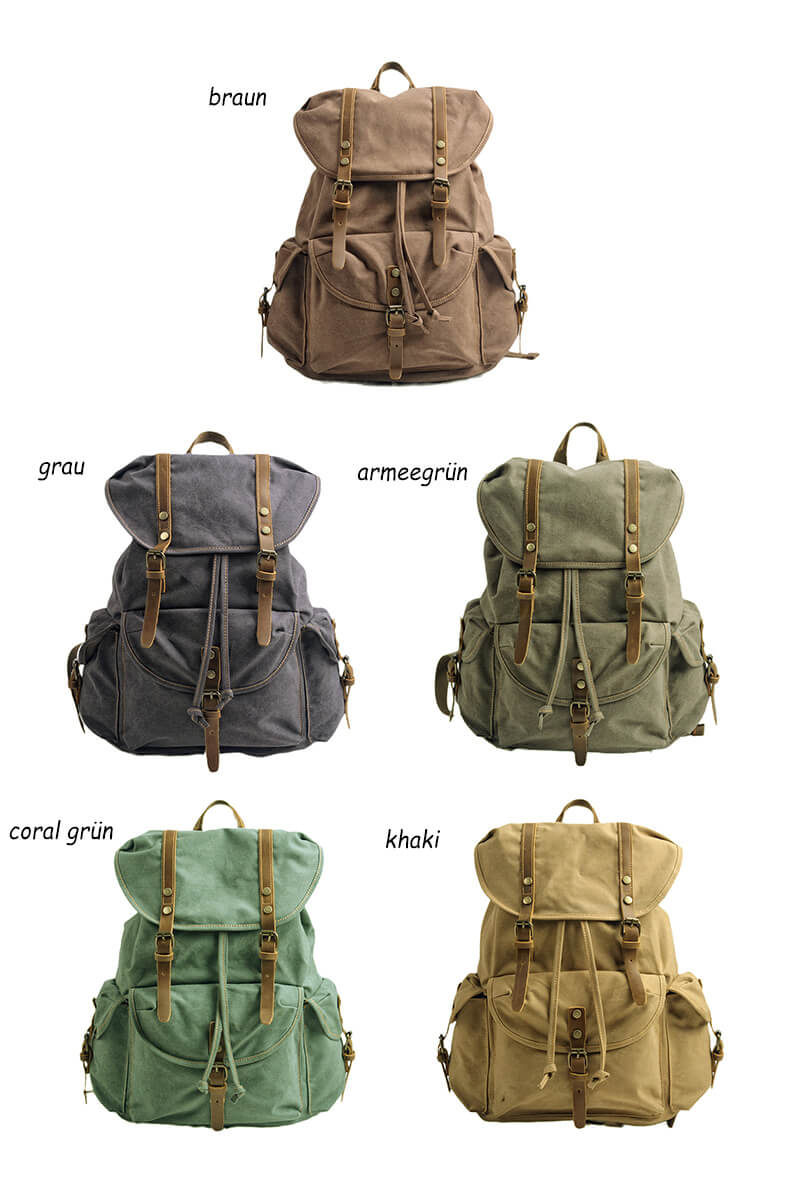Rucksack Herren Canvas Kordelzug mit Laptopfach für Uni