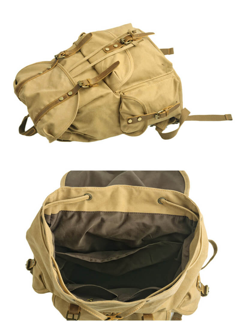 Rucksack Herren Canvas Kordelzug mit Laptopfach für Uni