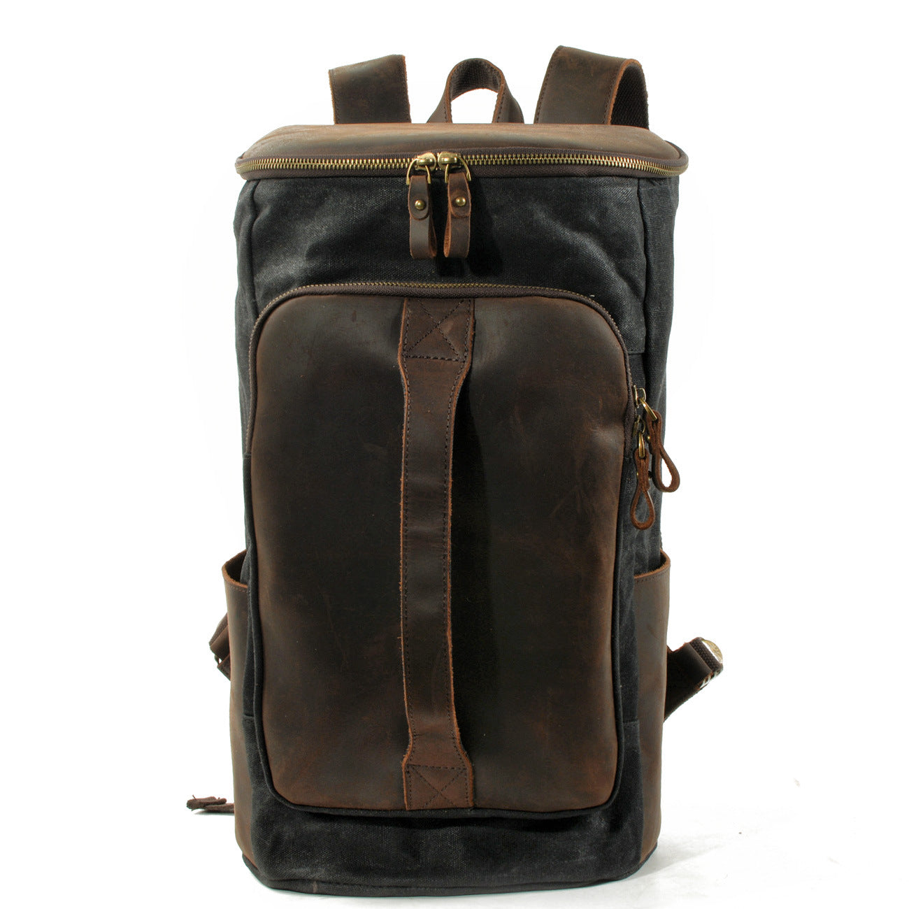 Rucksack Herren gewachstes Canvas und Leder Vintage Reiserucksack