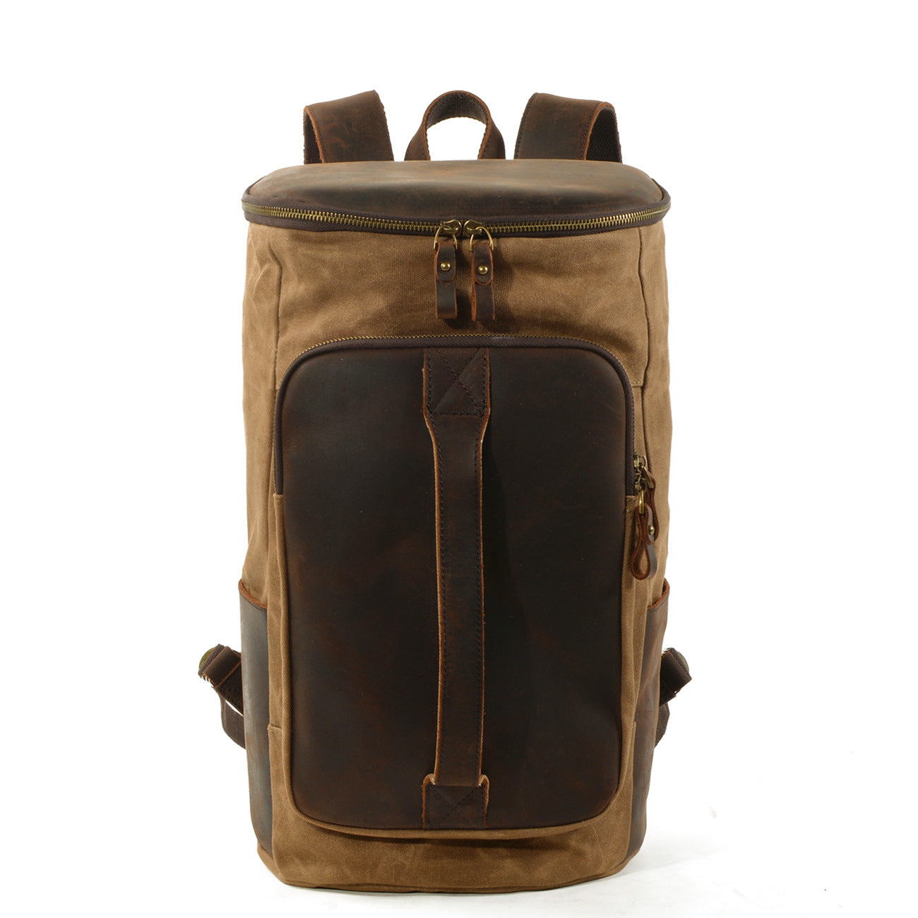 Rucksack Herren gewachstes Canvas und Leder Vintage Reiserucksack