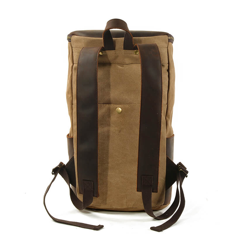 Rucksack Herren gewachstes Canvas und Leder Vintage Reiserucksack