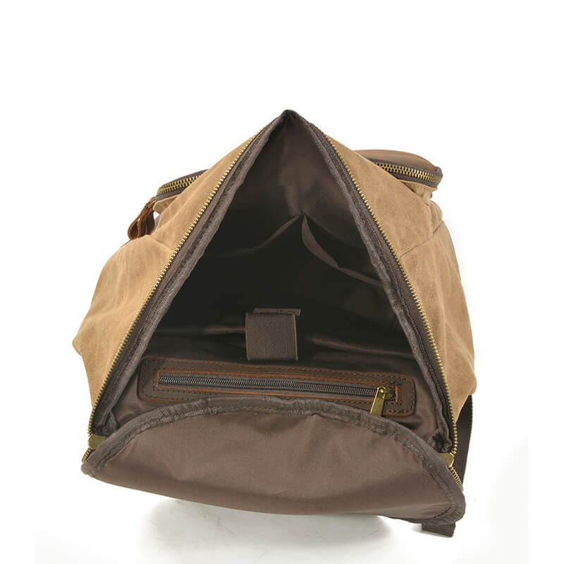 Rucksack Herren gewachstes Canvas und Leder Vintage Reiserucksack