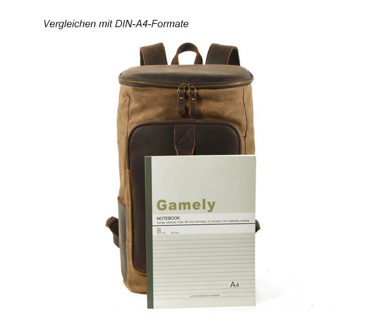 Rucksack Herren gewachstes Canvas und Leder Vintage Reiserucksack