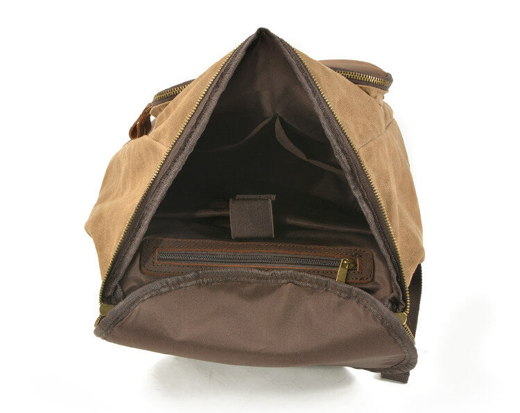 Rucksack Herren gewachstes Canvas und Leder Vintage Reiserucksack