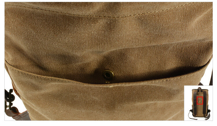 Rucksack Herren gewachstes Canvas und Leder Vintage Reiserucksack