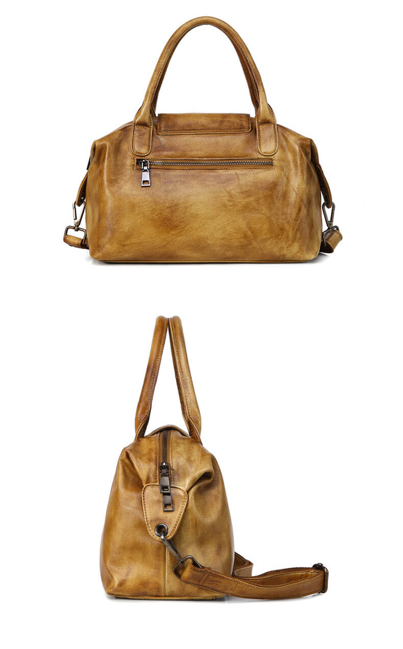 Leder Vintage Umhängetasche mit Griff für Damen Schultertasche