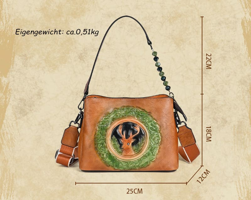 elegante Umhängetasche Damen Schultertasche Hirsch mit Beads Charm