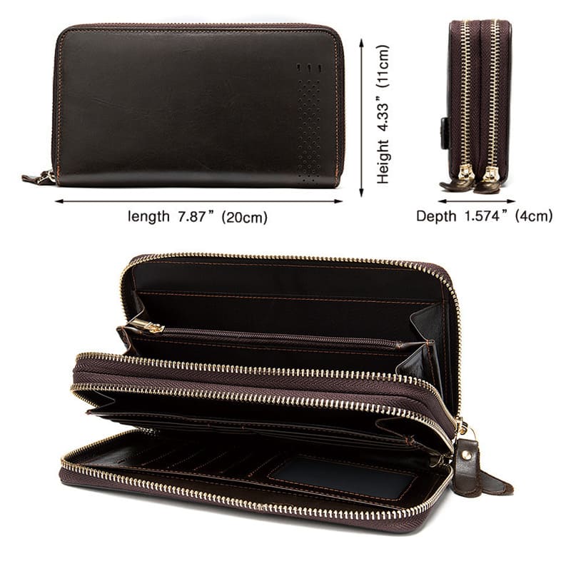 Business Herren Clutch Leder mit vielen Kartenfächern und Münzfach