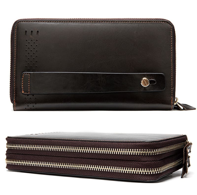 Business Herren Clutch Leder mit vielen Kartenfächern und Münzfach