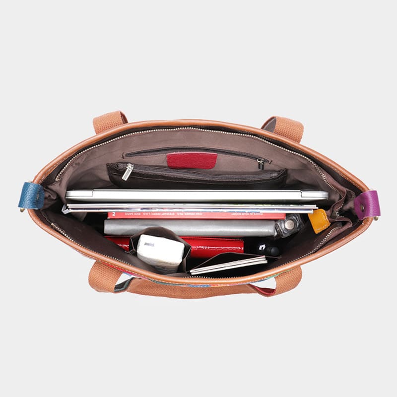 Schultertasche Damen Patchwork Leder große Umhängetasche bunt Tote Bag