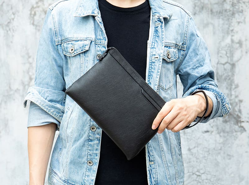clutch leder schwarz