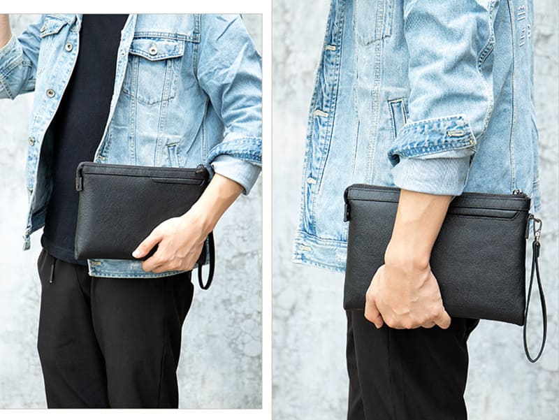 clutch tasche schwarz leder