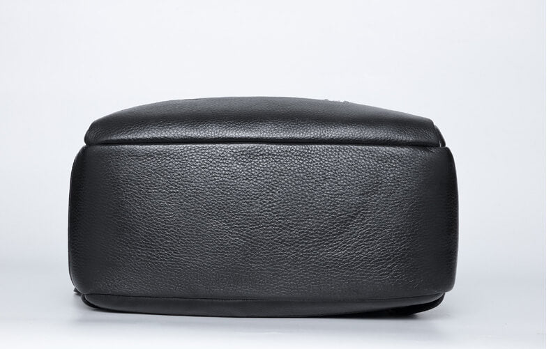 Schwarz Rucksack Herren Leder mit Laptopfach Reißverschlussfach für Reisen
