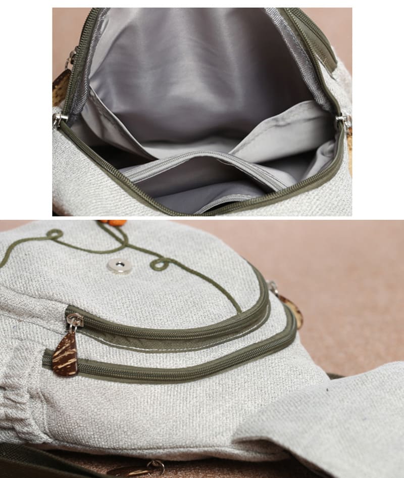 klein Damen Rucksack weiß Canvas landhausstil mit Kürbis