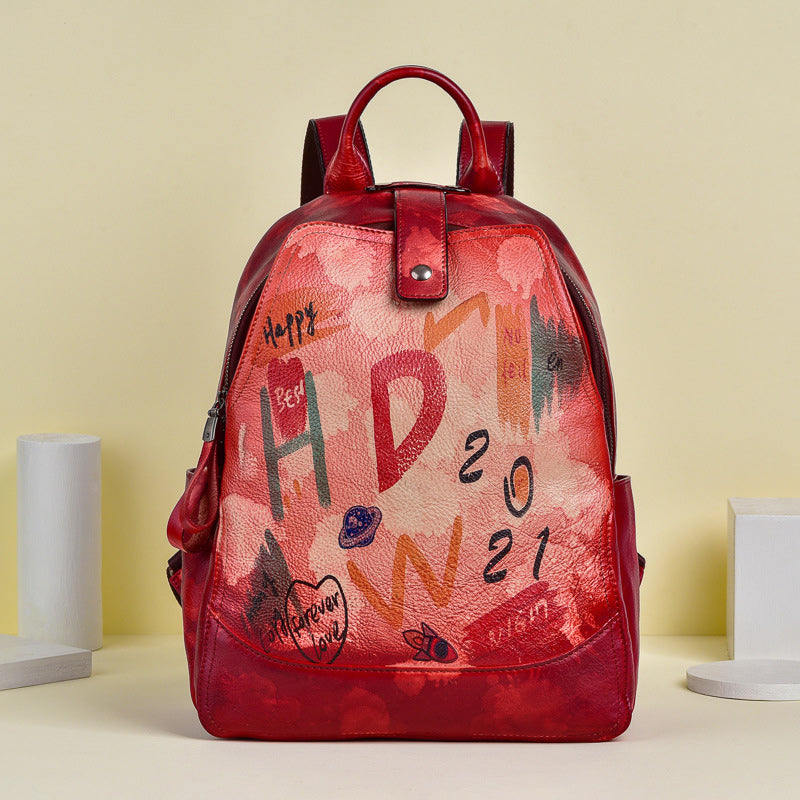 rucksack damen leder rot