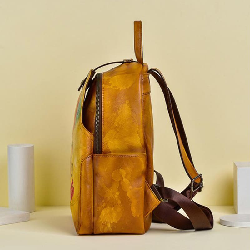 Tagerucksack Damen Leder Rucksack Graffiti für Alltag