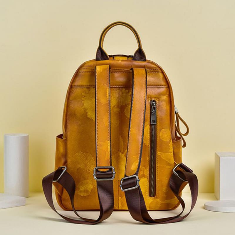 Tagerucksack Damen Leder Rucksack Graffiti für Alltag