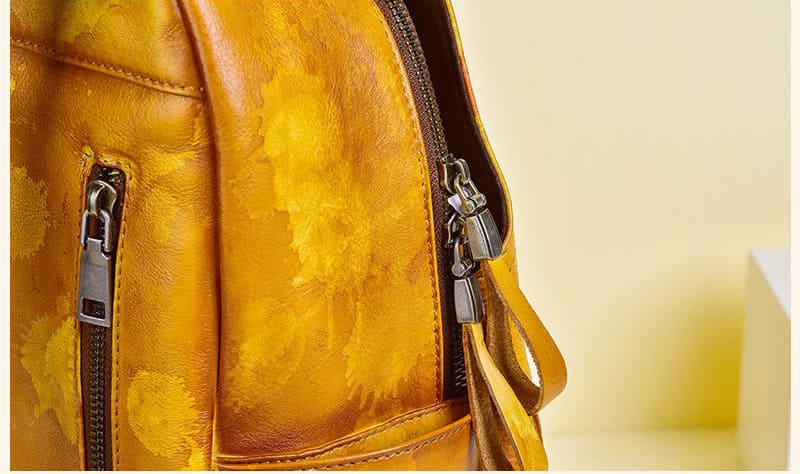 Tagerucksack Damen Leder Rucksack Graffiti für Alltag