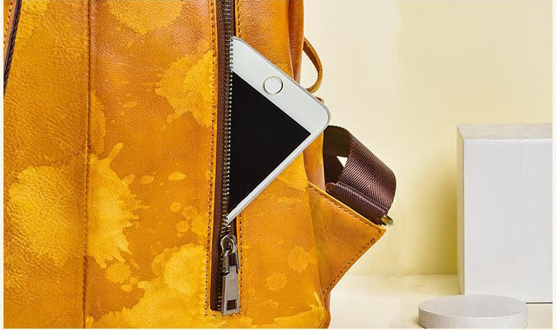 Tagerucksack Damen Leder Rucksack Graffiti für Alltag