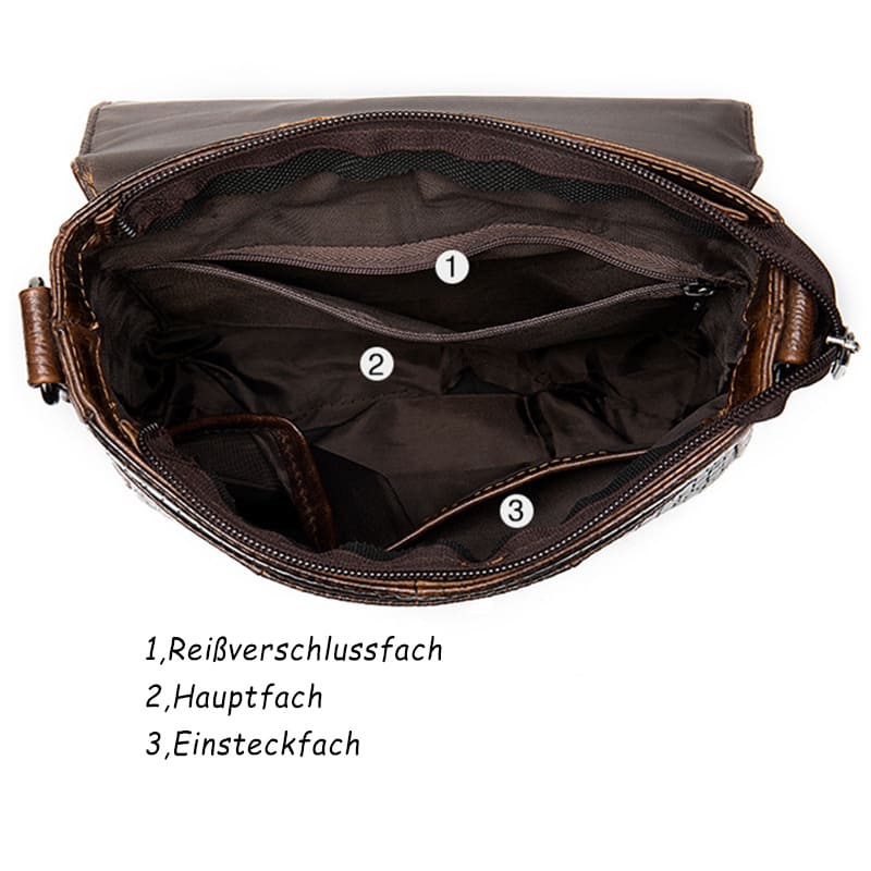 Tasche Kroko Optik Umhängetasche Herren Leder für Freizeit