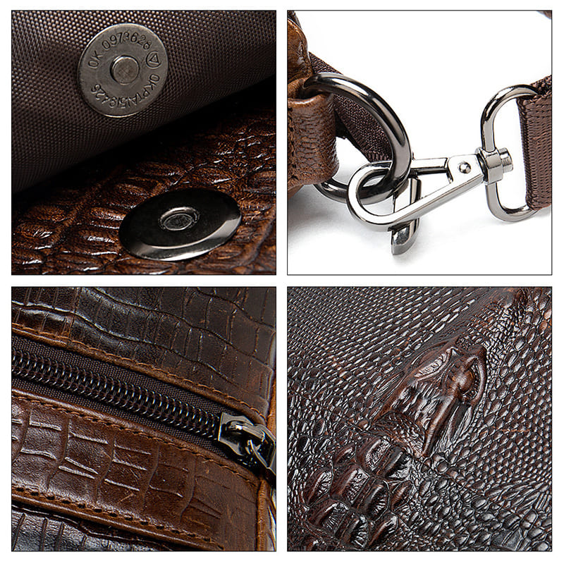 Tasche Kroko Optik Umhängetasche Herren Leder für Freizeit