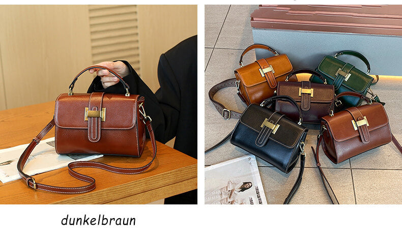 Umhängetasche Damen Leder mit breitem Gurt kleine Handtasche