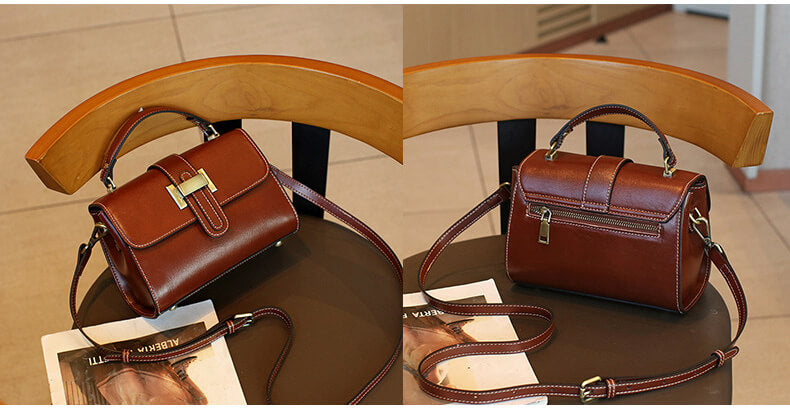 Umhängetasche Damen Leder mit breitem Gurt kleine Handtasche