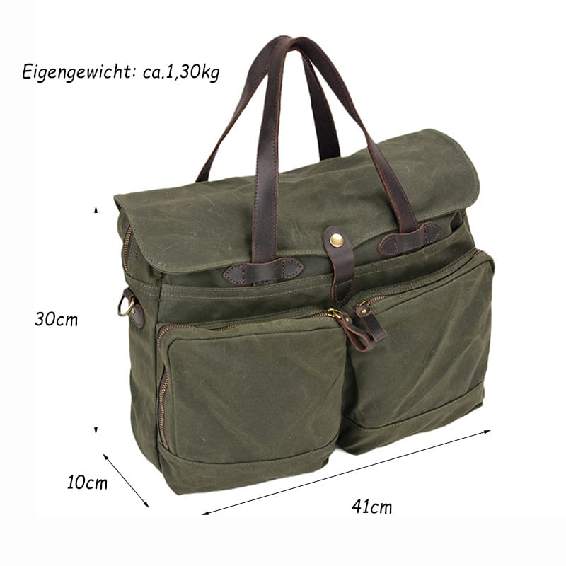 Umhängetasche Herren gewachstes Canvas Aktentasche Laptopfach Handtasche Business