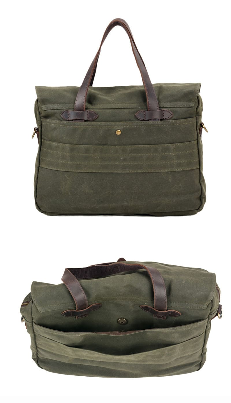 Umhängetasche Herren gewachstes Canvas Aktentasche Laptopfach Handtasche Business