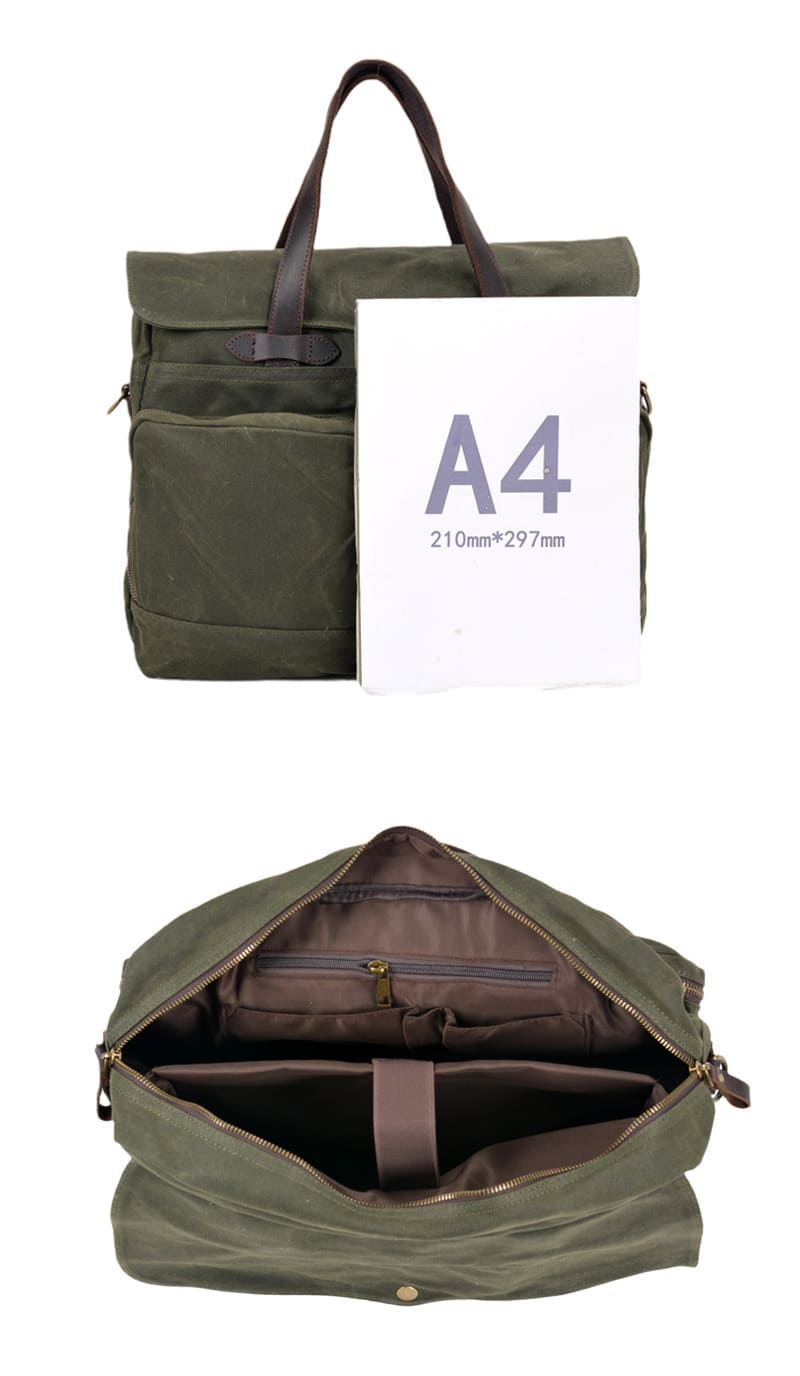 Umhängetasche Herren gewachstes Canvas Aktentasche Laptopfach Handtasche Business