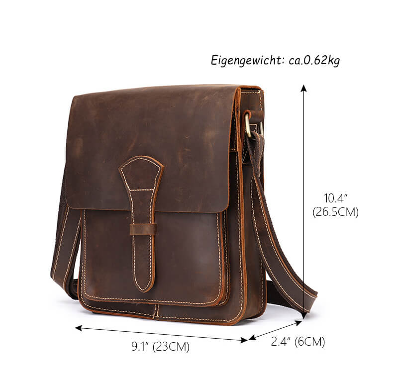 Umhängetasche Herren klein Vintage Leder Hochformat Ledertasche braun und schwarz