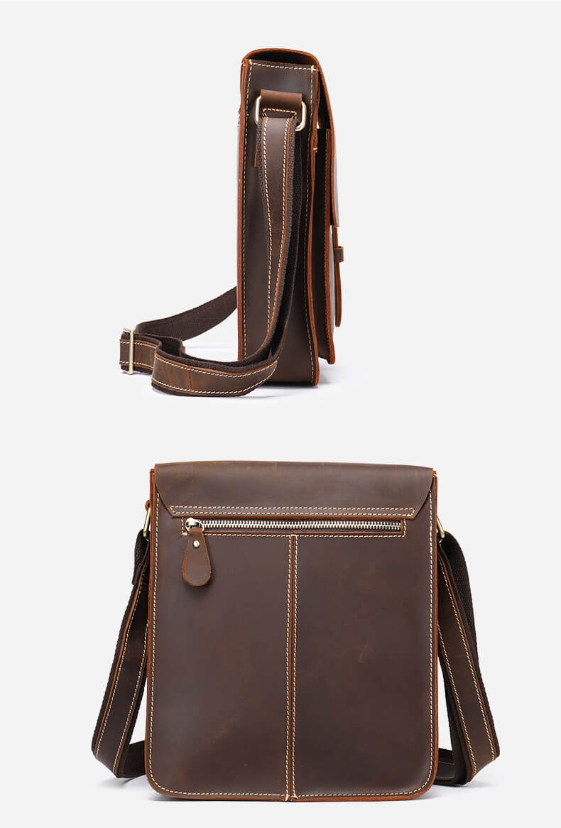 Umhängetasche Herren klein Vintage Leder Hochformat Ledertasche braun und schwarz