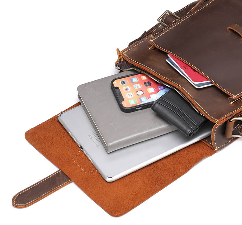 Umhängetasche Herren klein Vintage Leder Hochformat Ledertasche braun und schwarz