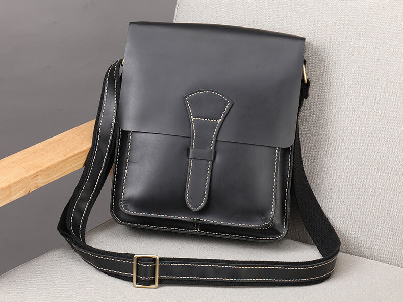 Umhängetasche Herren klein Vintage Leder Hochformat Ledertasche braun und schwarz