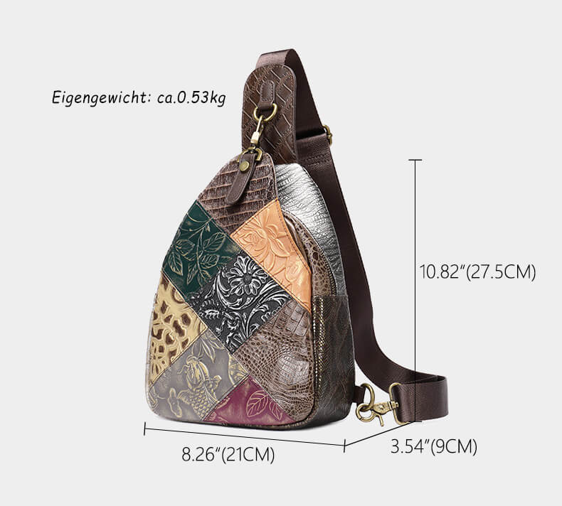 Vintage Brusttasche Damen Leder bunt Brustbeutel