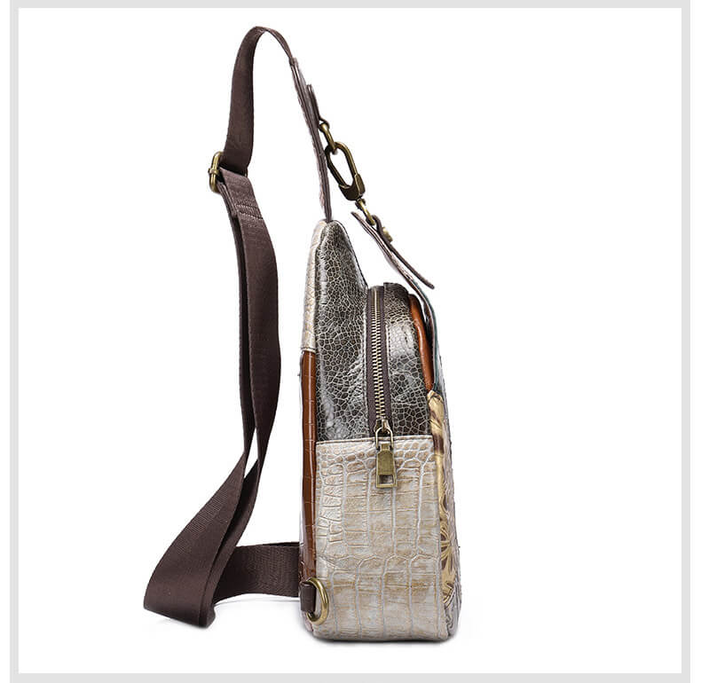 Vintage Brusttasche Damen Leder bunt Brustbeutel