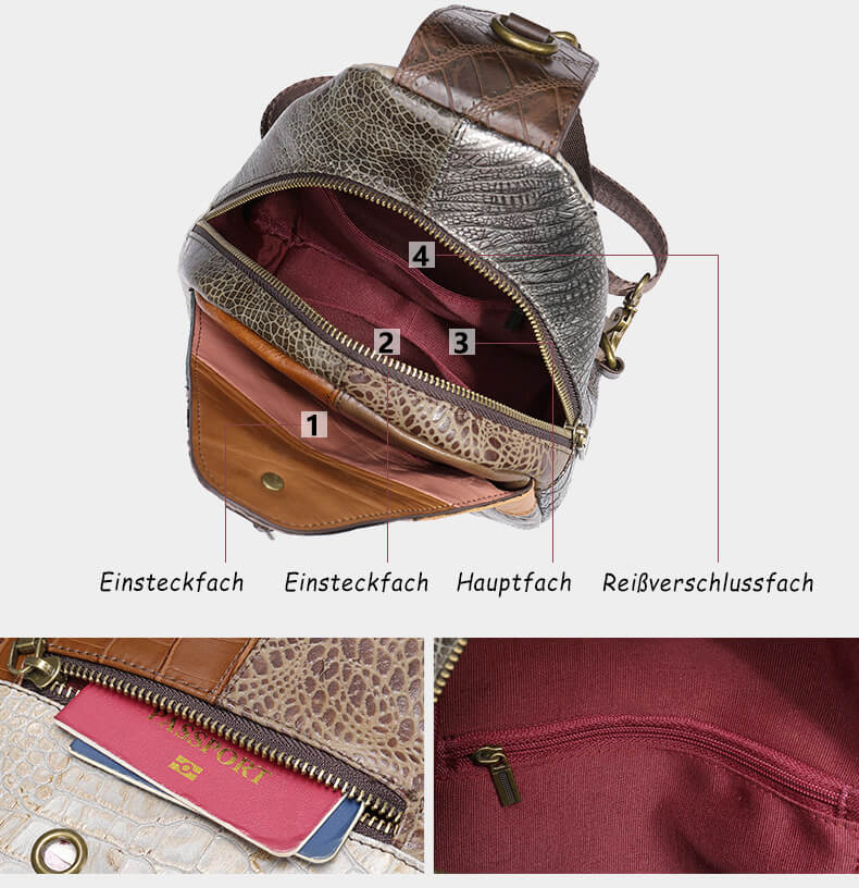 Vintage Brusttasche Damen Leder bunt Brustbeutel
