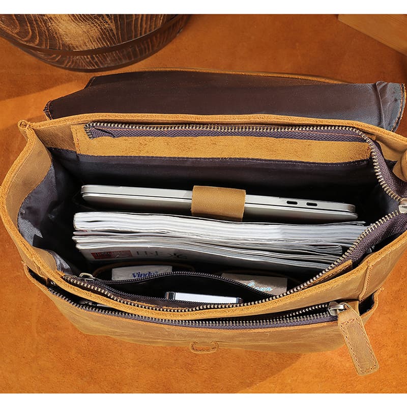 Vintage Business Herren Rucksack Leder mit Laptopfach Aktenrucksack für Arbeit