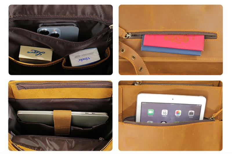 Vintage Business Herren Rucksack Leder mit Laptopfach Aktenrucksack für Arbeit