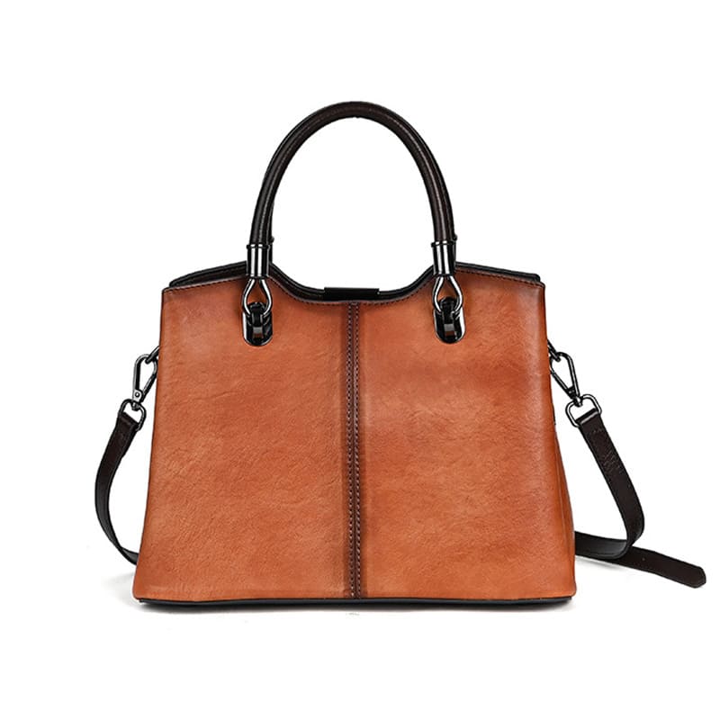 Vintage Damen Handtasche Leder Umhängetasche mit Griff