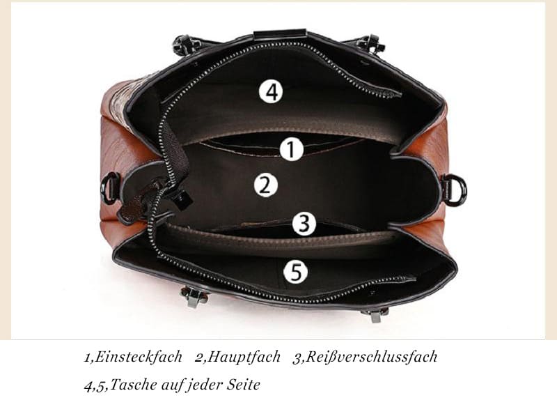 Vintage Damen Handtasche Leder Umhängetasche mit Griff