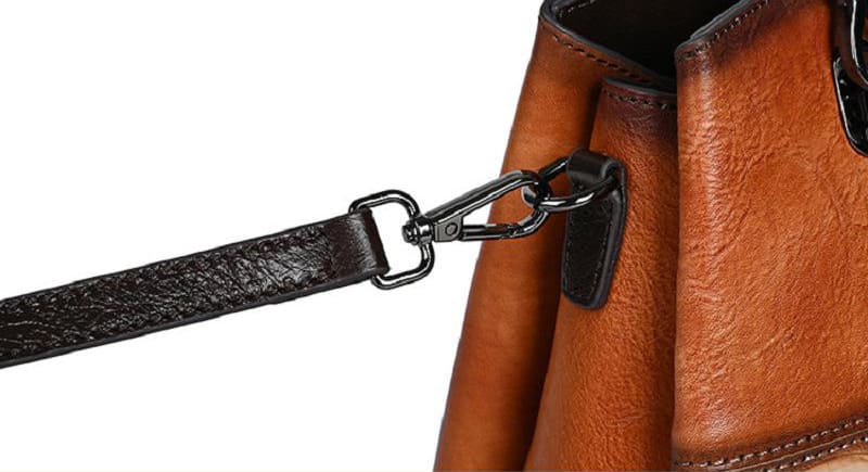 Vintage Damen Handtasche Leder Umhängetasche mit Griff