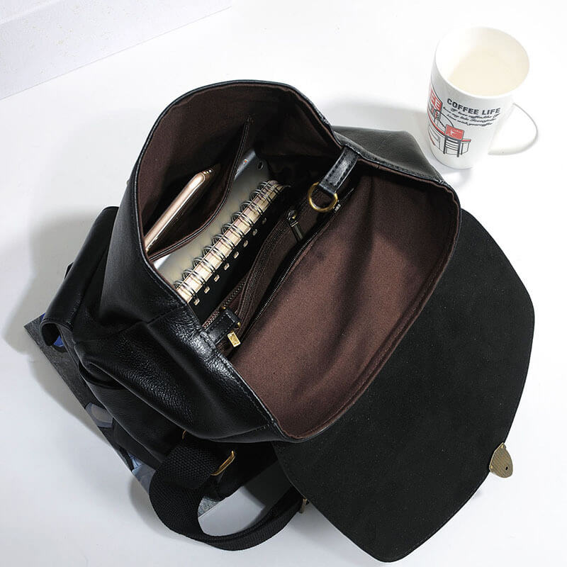 Vintage Damen Lederrucksack Alltag Rucksack Frauen Leder schwarz braun