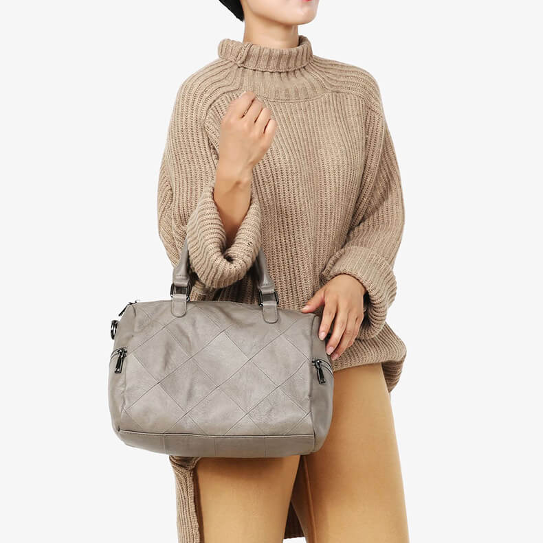 umhängetasche damen leder grau