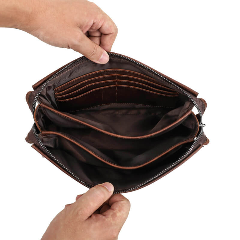 Vintage Herren Clutch Handtasche Leder braun mit Zahlenschloss