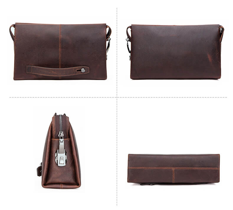 Vintage Herren Clutch Handtasche Leder braun mit Zahlenschloss