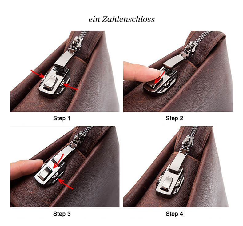 Vintage Herren Clutch Handtasche Leder braun mit Zahlenschloss